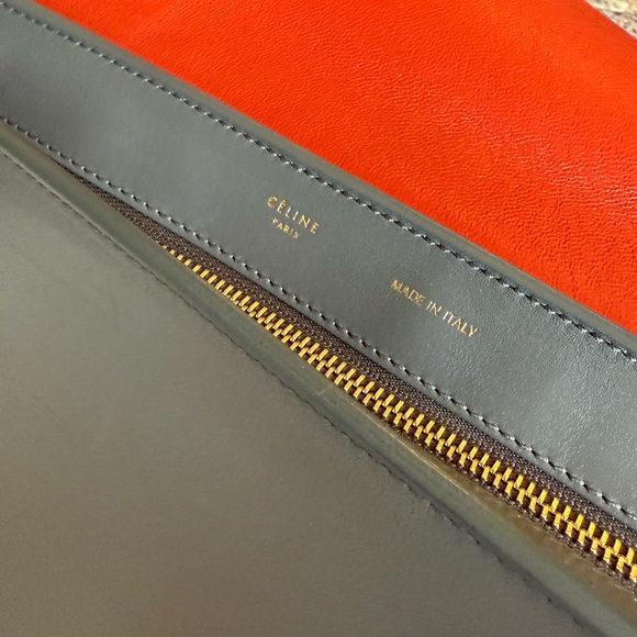 Authentic CELINE tricolor color block swing Trapeze bag purse medium Never Used - Picture 9 of 17